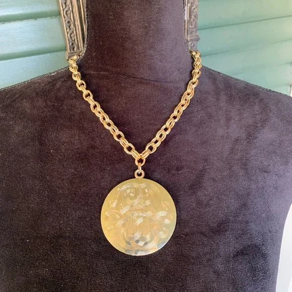 Gold toned xl scroll necklace - Picture 2 of 3